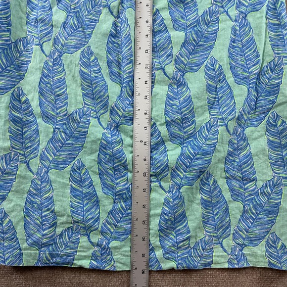 Vineyard Vines Dress Womens XS Blue Green Palm Leaf Linen Cotton Off Shoulder - Picture 5 of 5